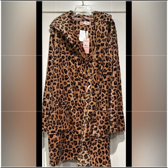 JUICY COUTURE Leopard Print Hooded Robe, S/M - Picture 1 of 6